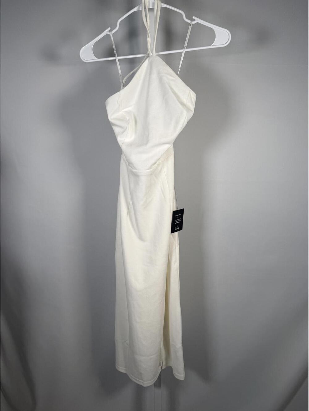 NWT Lulus Glamorous Adornment Ivory Halter Bow Midi Dress XS - Picture 3 of 8